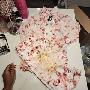 Shane Justin Floral Button-Up Shirt and Pants Set